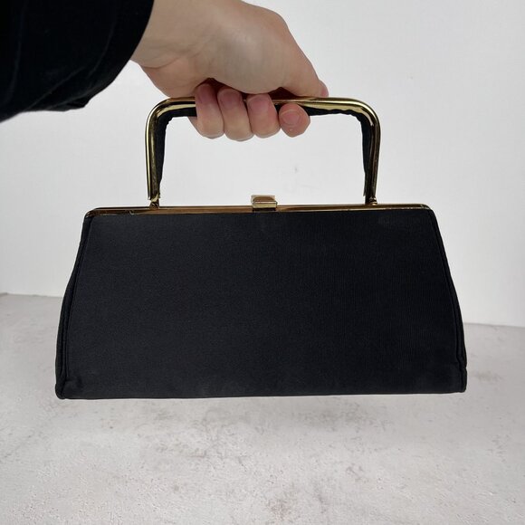 VTG Cara Black Clutch Handbag Purse Made in USA 11" x 5.5"  x 1" - Picture 3 of 7